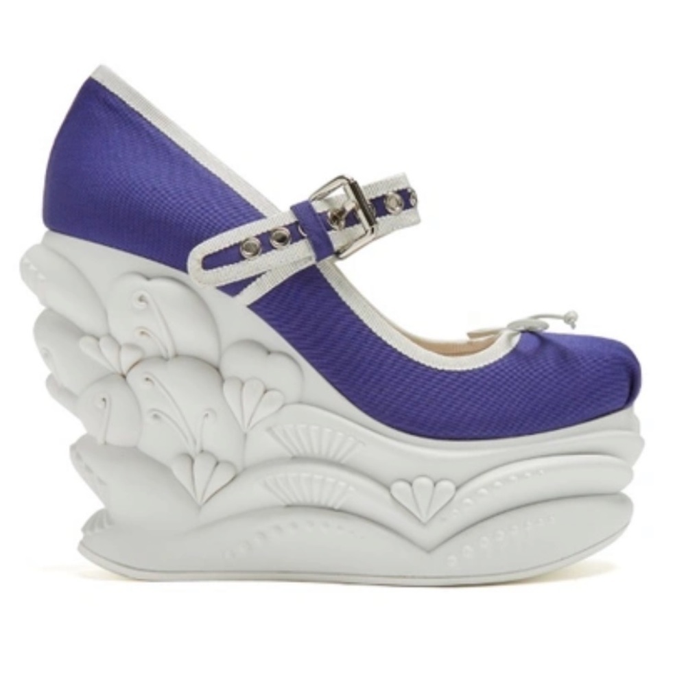 Miu Miu Embossed Faille Ballet Wedge Pumps Size 35 - Picture 16 of 16